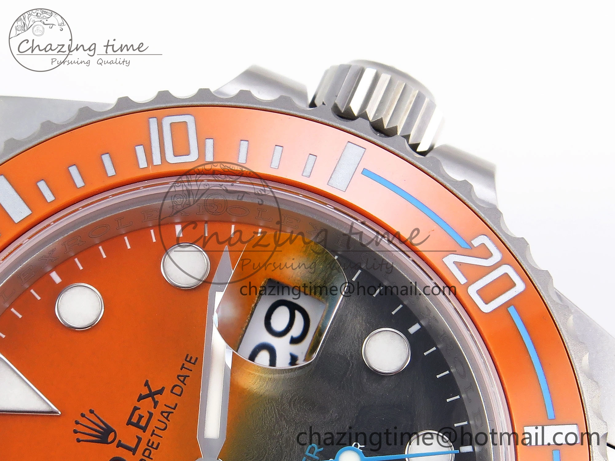 SUBMARINER DIW SANDBLASTED VSF 1:1 BEST EDITION ORANGE CERAMIC BEZEL ORANGE BLACK DIAL ON SS BRACELET VS3135