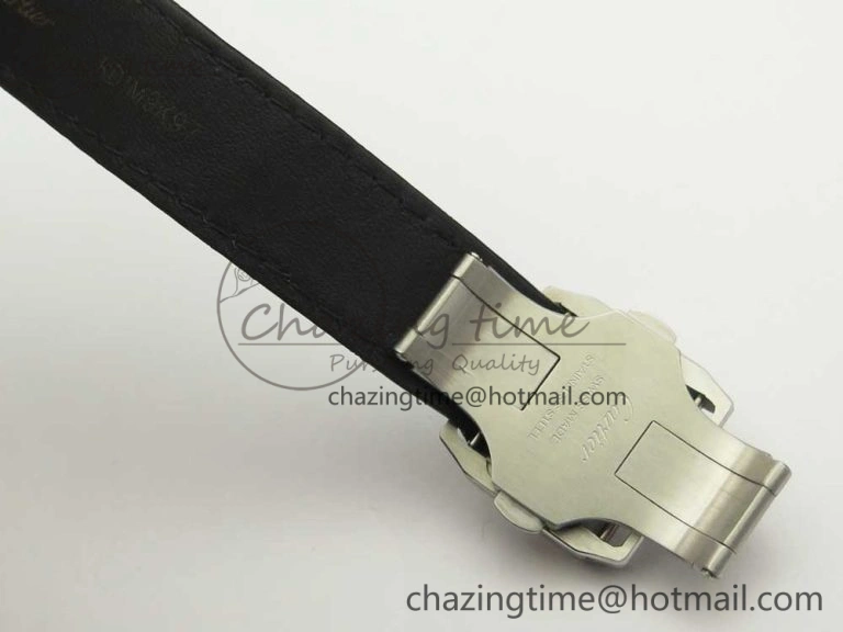 Santos 100 33mm RXW 1:1 Best Edition Ladies SS White Dial on Black Leather Strap SEIKO NH05A