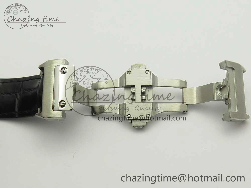 Santos 100 33mm RXW 1:1 Best Edition Ladies SS White Dial on Black Leather Strap SEIKO NH05A