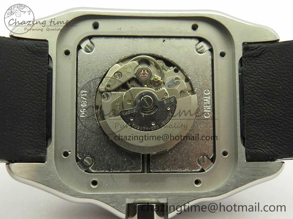 Santos 100 33mm RXW 1:1 Best Edition Ladies SS White Dial on Black Leather Strap SEIKO NH05A
