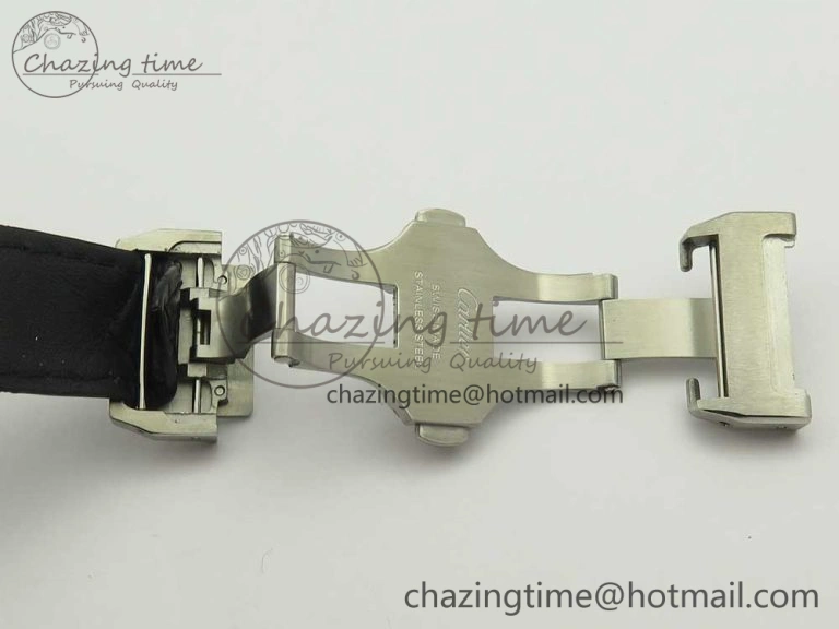 Santos 100 33mm RXW 1:1 Best Edition Ladies SS White Dial on Black Leather Strap SEIKO NH05A