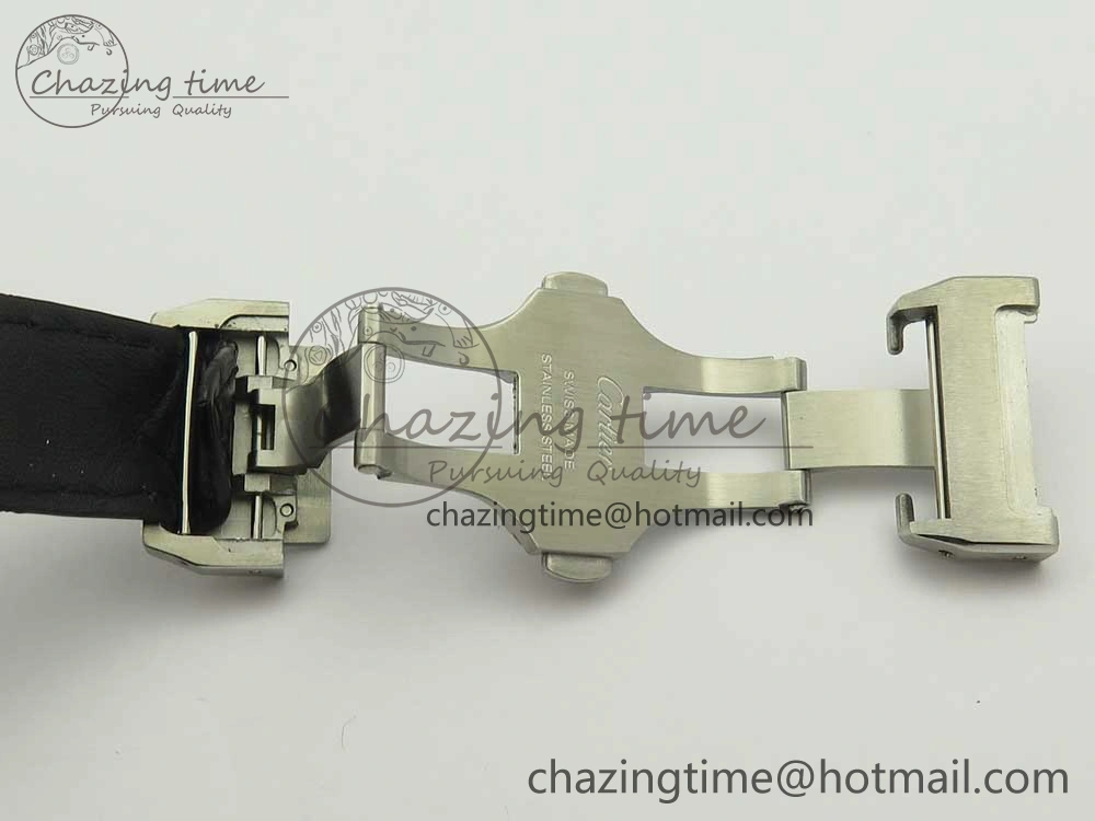 Santos 100 33mm RXW 1:1 Best Edition Ladies SS White Dial on Black Leather Strap SEIKO NH05A