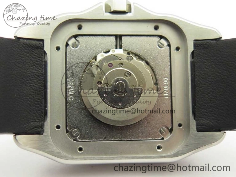 Santos 100 33mm RXW 1:1 Best Edition Ladies SS White Dial on Black Leather Strap SEIKO NH05A