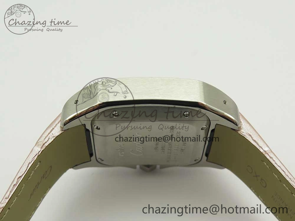 Santos 100 33mm RXW 1:1 Best Edition Ladies SS White Dial on Pink Leather Strap SEIKO NH05A