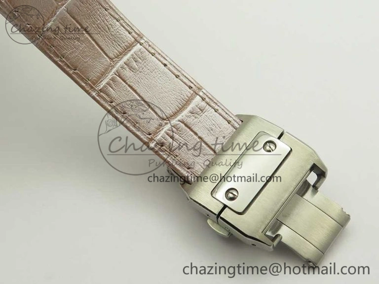 Santos 100 33mm RXW 1:1 Best Edition Ladies SS White Dial on Pink Leather Strap SEIKO NH05A