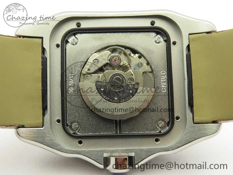 Santos 100 33mm RXW 1:1 Best Edition Ladies SS White Dial on Pink Leather Strap SEIKO NH05A