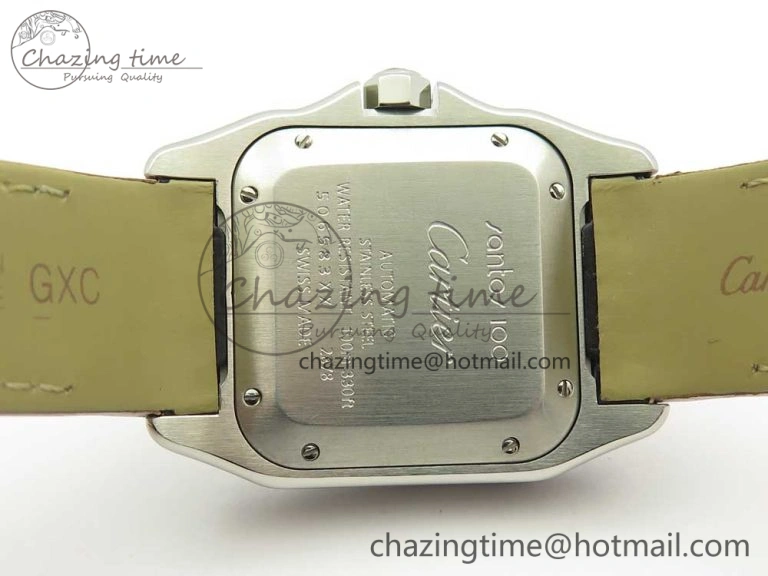 Santos 100 33mm RXW 1:1 Best Edition Ladies SS White Dial on Pink Leather Strap SEIKO NH05A