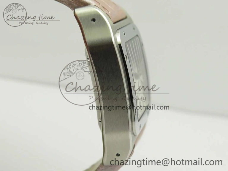 Santos 100 33mm RXW 1:1 Best Edition Ladies SS White Dial on Pink Leather Strap SEIKO NH05A