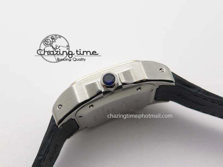 Santos 100 33mm V6F Best Edition Ladies SS White Dial On Black Leather Strap SEIKO NH05A