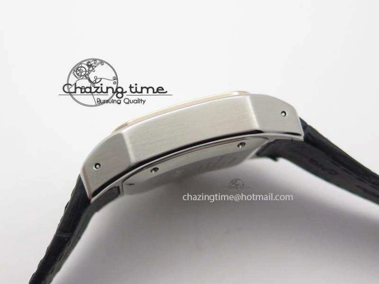 Santos 100 33mm V6F Best Edition Ladies SS White Dial On Black Leather Strap SEIKO NH05A