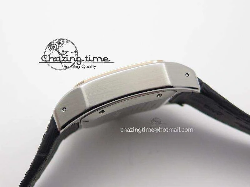 Santos 100 33mm V6F Best Edition Ladies SS White Dial On Black Leather Strap SEIKO NH05A