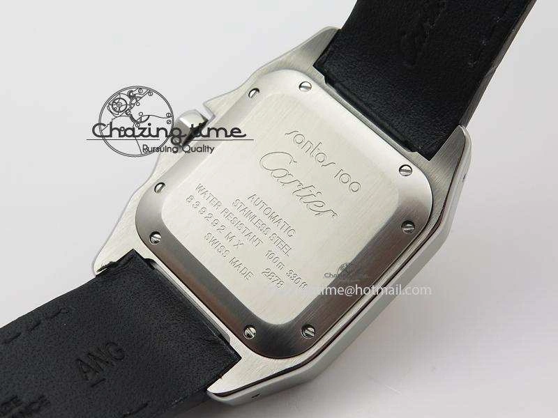 Santos 100 33mm V6F Best Edition Ladies SS White Dial On Black Leather Strap SEIKO NH05A