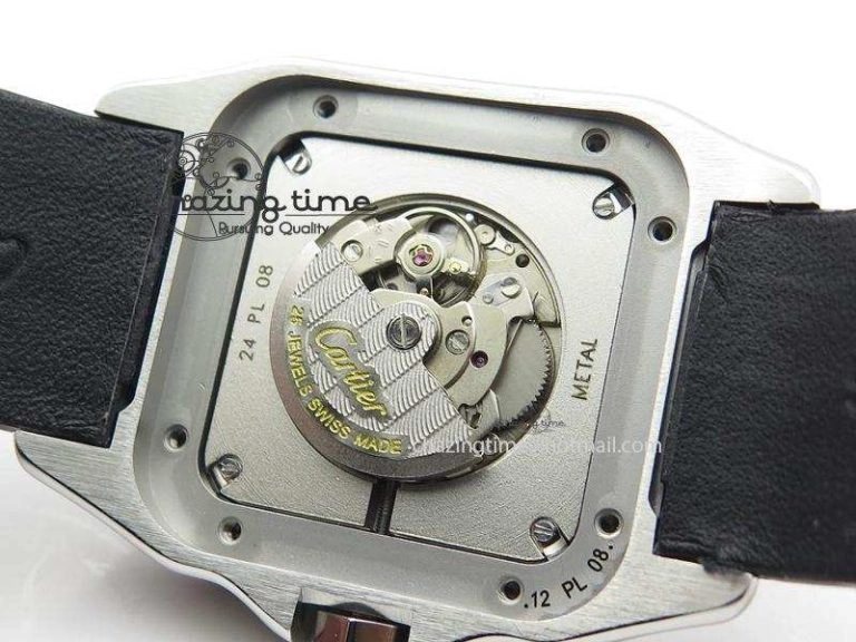 Santos 100 33mm V6F Best Edition Ladies SS White Dial On Black Leather Strap SEIKO NH05A