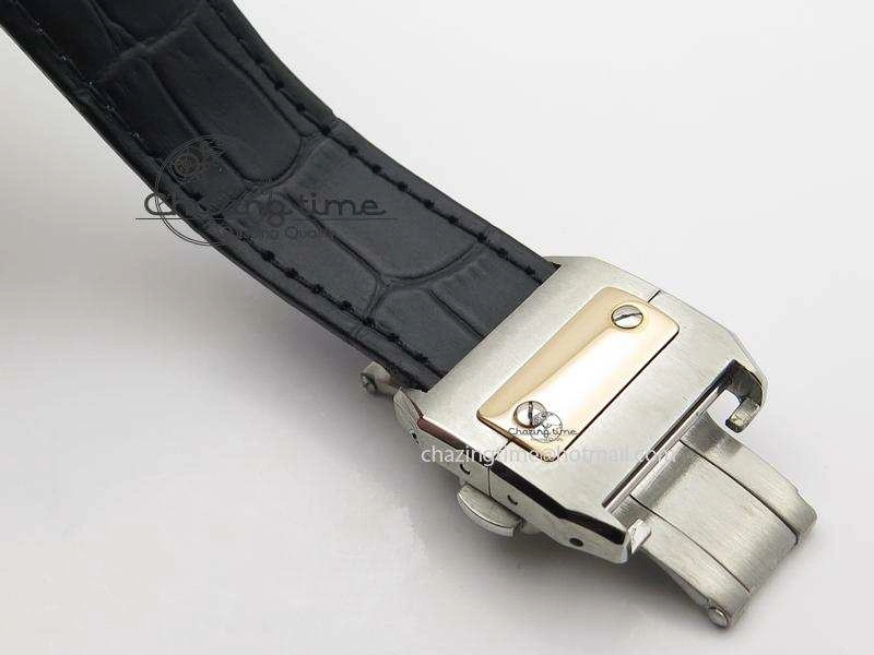 Santos 100 33mm V6F Best Edition Ladies SS White Dial On Black Leather Strap SEIKO NH05A