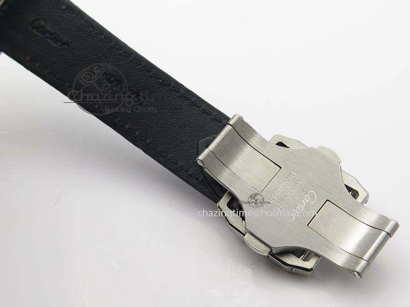 Santos 100 33mm V6F Best Edition Ladies SS White Dial On Black Leather Strap SEIKO NH05A