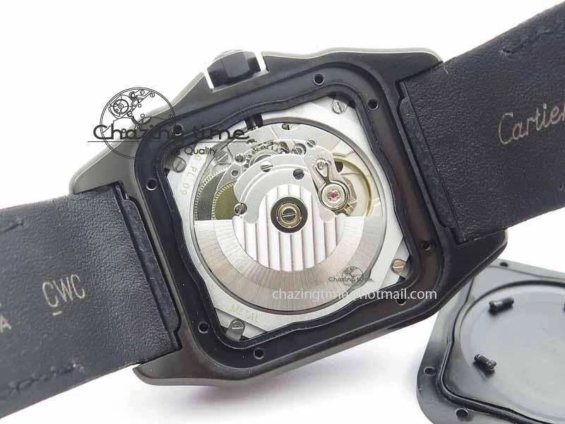 Santos 100 38mm DLC Best Edition Black Dial On Nylon Strap A2824
