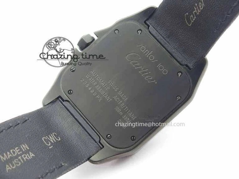 Santos 100 38mm DLC Best Edition Black Dial On Nylon Strap A2824