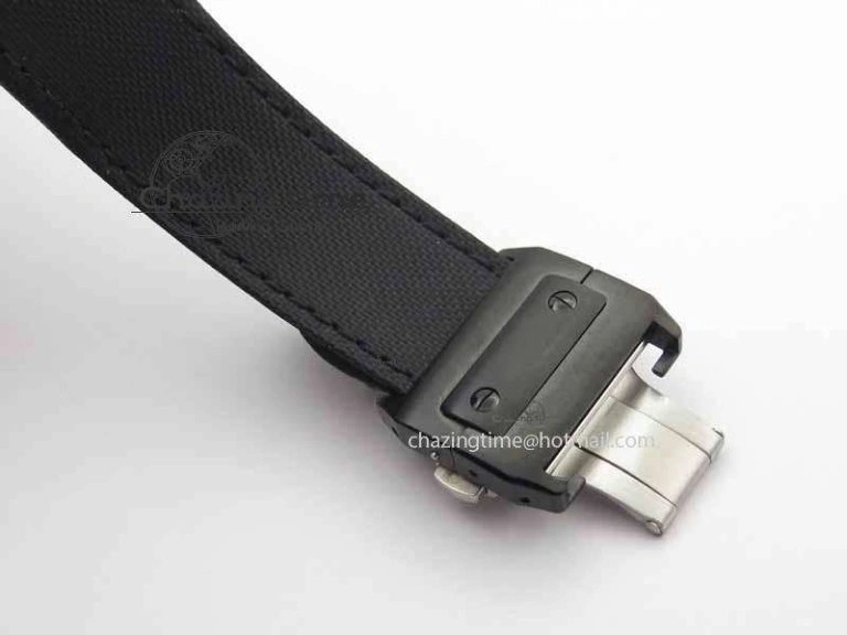 Santos 100 38mm DLC Best Edition Black Dial On Nylon Strap A2824