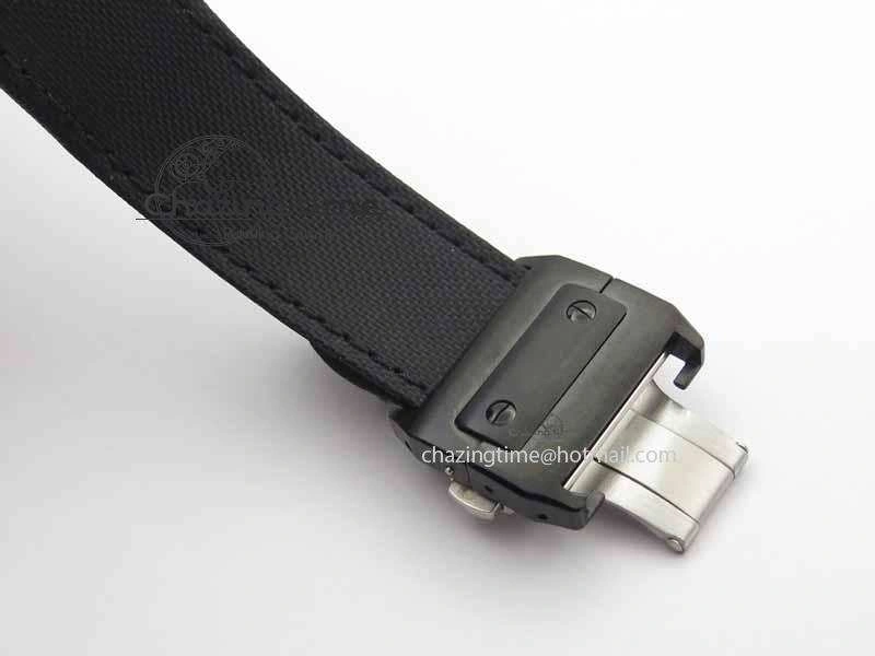 Santos 100 38mm DLC Best Edition Black Dial On Nylon Strap A2824