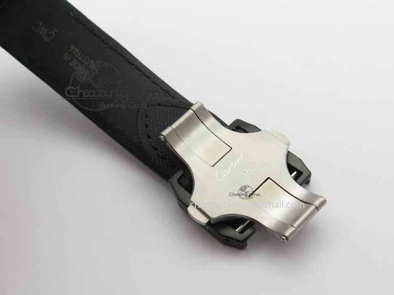 Santos 100 38mm DLC Best Edition Black Dial On Nylon Strap A2824