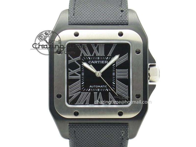 Santos 100 38mm DLC Black Dial A2824