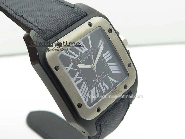 Santos 100 38mm DLC Black Dial A2824