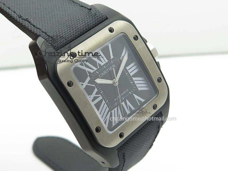Santos 100 38mm DLC Black Dial A2824