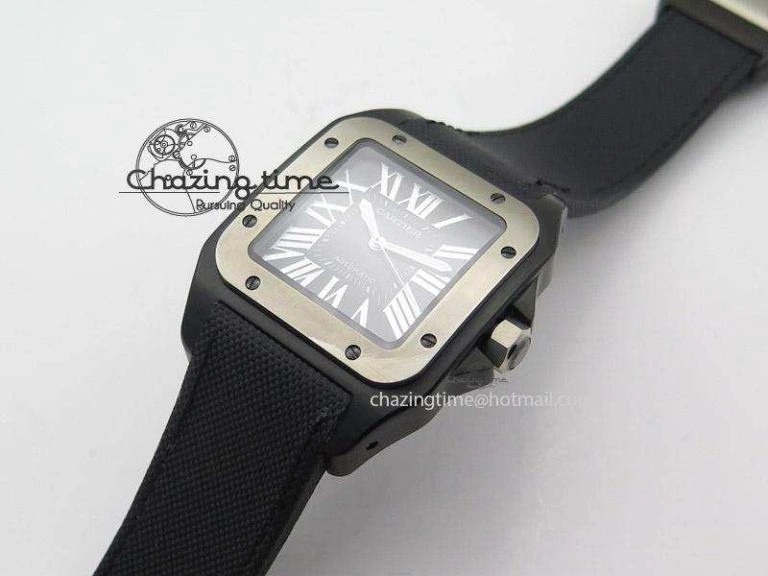 Santos 100 38mm DLC Black Dial A2824