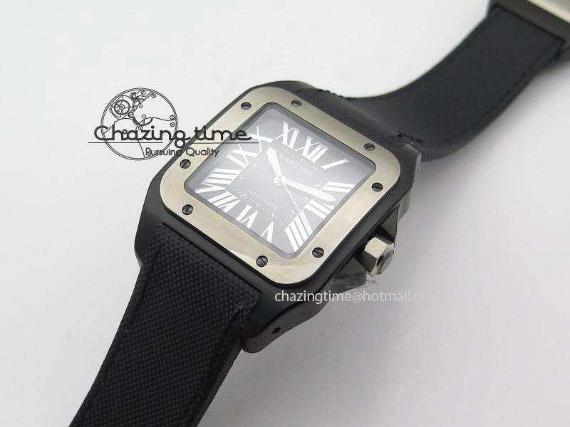 Santos 100 38mm DLC Black Dial A2824