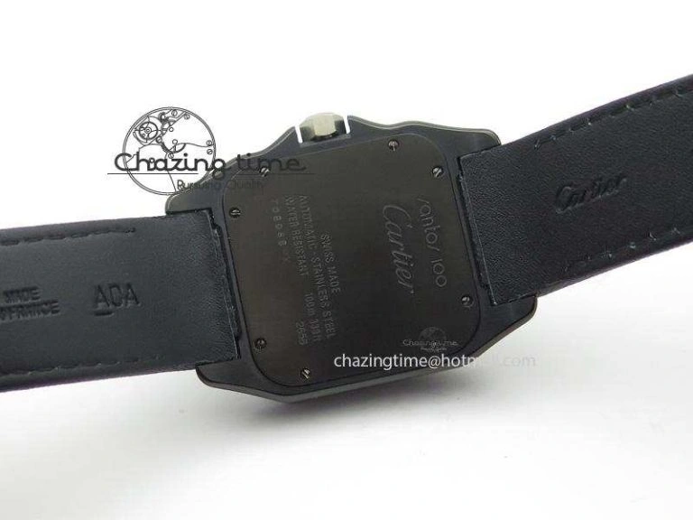Santos 100 38mm DLC Black Dial A2824