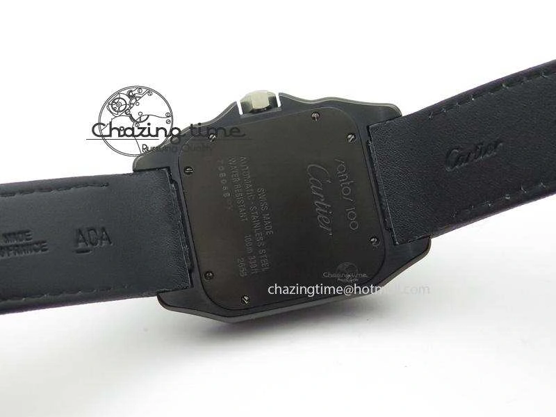 Santos 100 38mm DLC Black Dial A2824