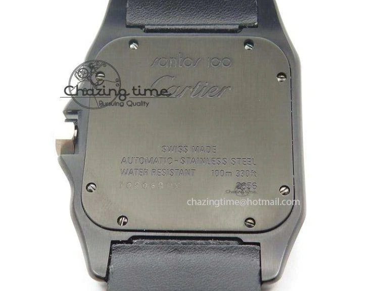 Santos 100 38mm DLC Black Dial A2824