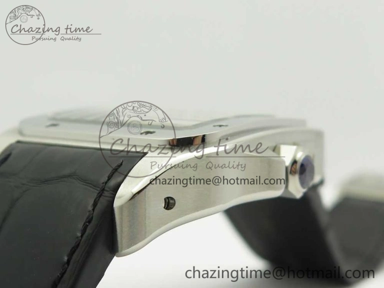 Santos 100 38mm RXW 1:1 Best Edition Ladies SS White Dial on Black Leather Strap A2892