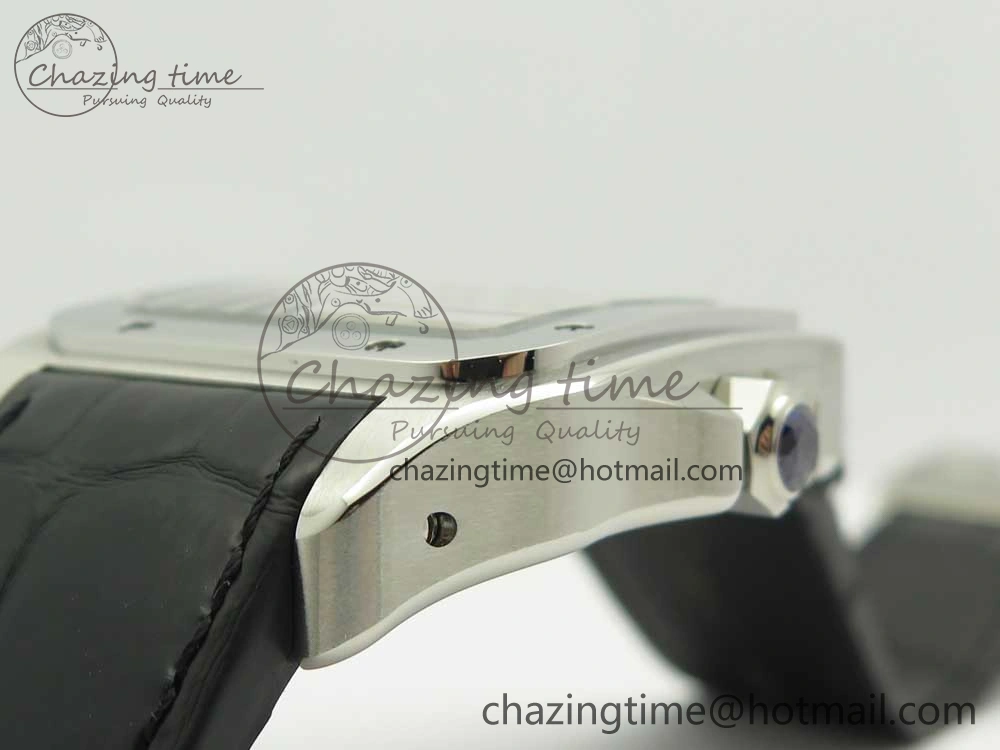 Santos 100 38mm RXW 1:1 Best Edition Ladies SS White Dial on Black Leather Strap A2892