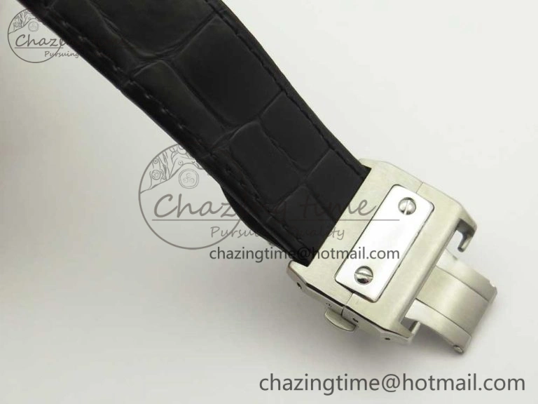 Santos 100 38mm RXW 1:1 Best Edition Ladies SS White Dial on Black Leather Strap A2892