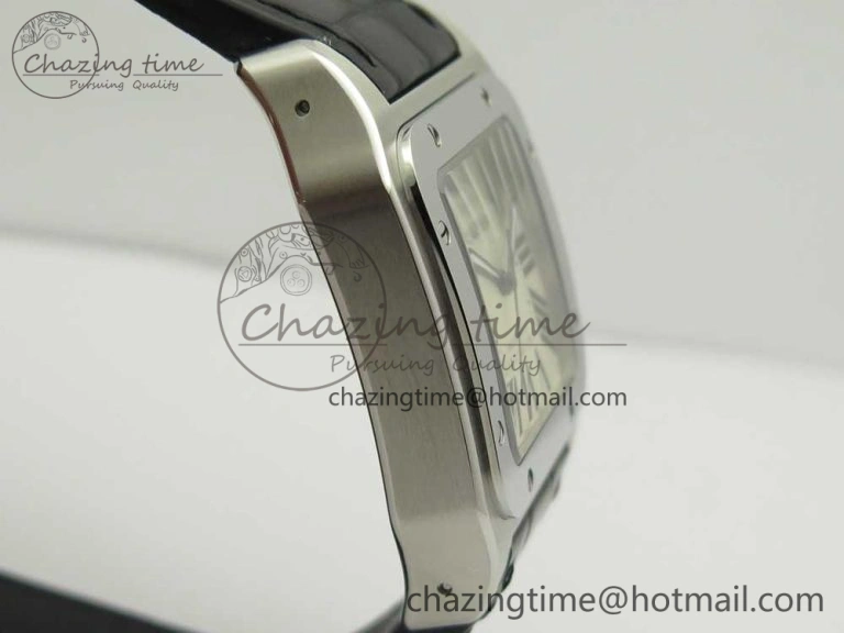 Santos 100 38mm RXW 1:1 Best Edition Ladies SS White Dial on Black Leather Strap A2892