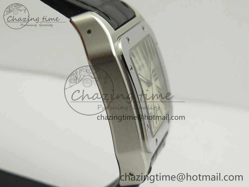 Santos 100 38mm RXW 1:1 Best Edition Ladies SS White Dial on Black Leather Strap A2892