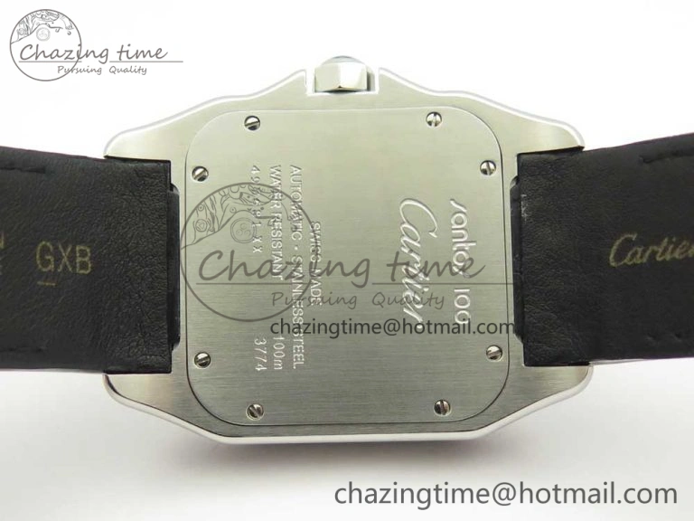 Santos 100 38mm RXW 1:1 Best Edition Ladies SS White Dial on Black Leather Strap A2892