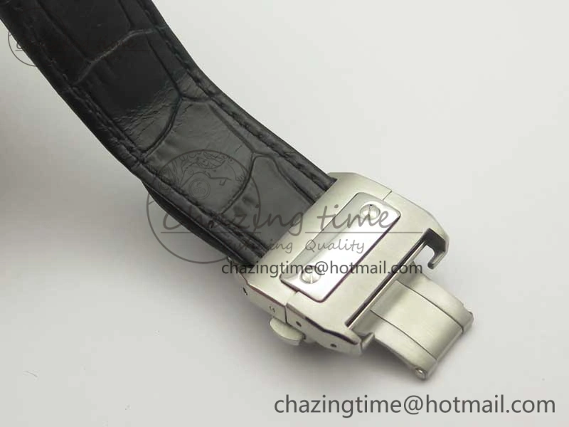 Santos 100 38mm SS KZF 1:1 Best Edition White Dial on Black Leather Strap A2824