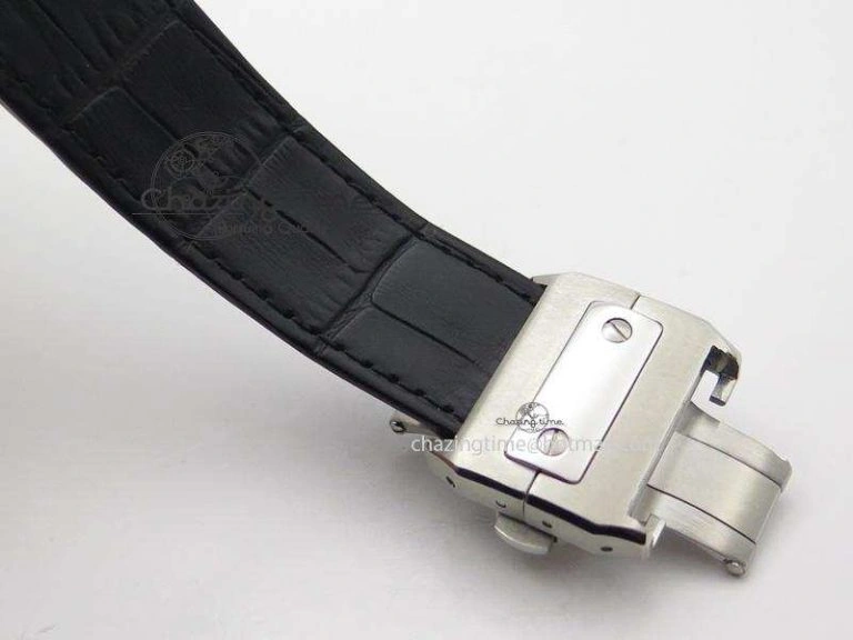 Santos 100 38mm SS White Dial On Black Leather Strap A2824