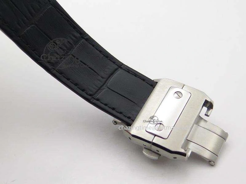 Santos 100 38mm SS White Dial On Black Leather Strap A2824