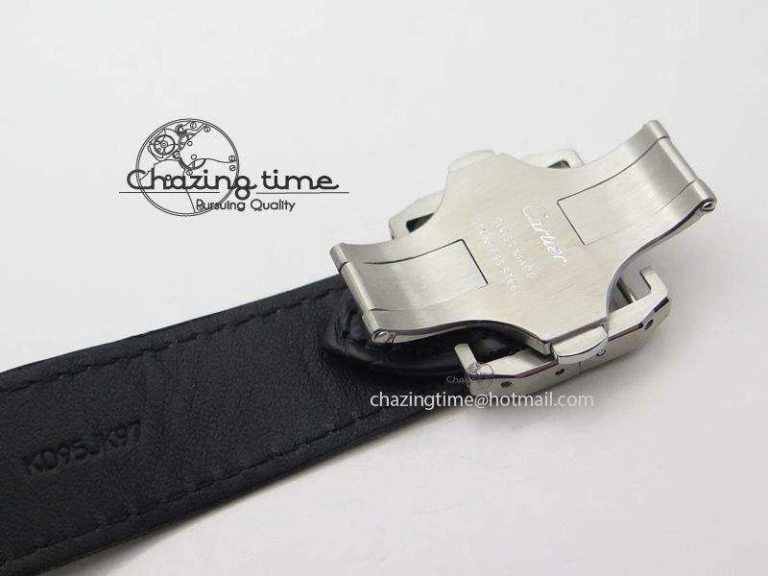 Santos 100 38mm SS White Dial On Black Leather Strap A2824