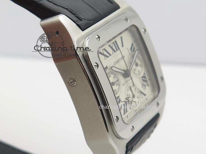 Santos 100 Chronograph SS Ultimate Edition On Black Leather Strap A7753