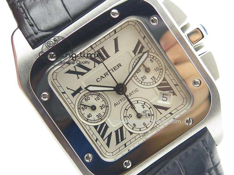 Santos 100 Chronograph SS Ultimate Edition On Black Leather Strap A7753
