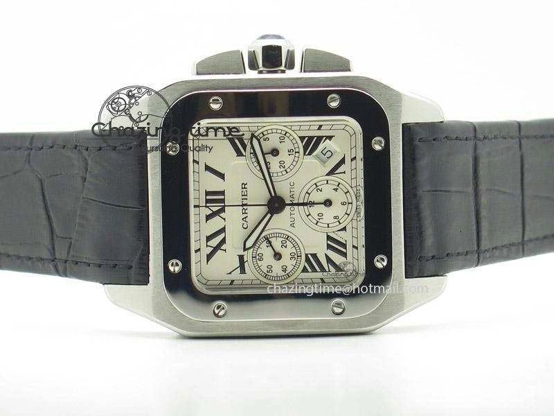 Santos 100 Chronograph SS Ultimate Edition On Black Leather Strap A7753