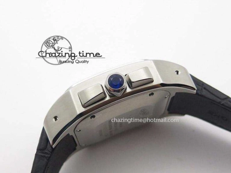 Santos 100 Chronograph SS Ultimate Edition On Black Leather Strap A7753