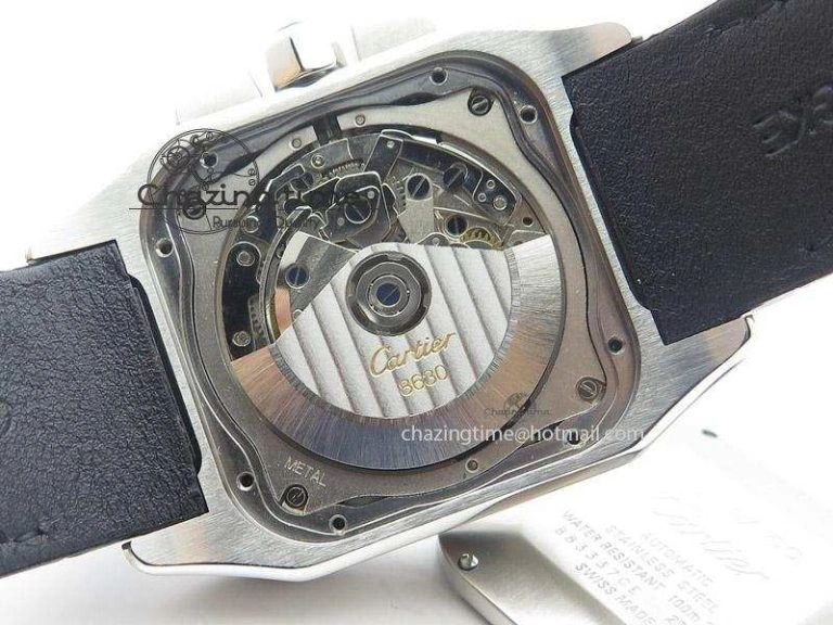 Santos 100 Chronograph SS Ultimate Edition On Black Leather Strap A7753