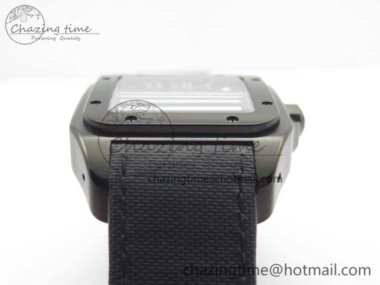 Santos 100 DLC V6F 1:1 Best Edition Black Dial On Black Nylon Strap A1847 MC