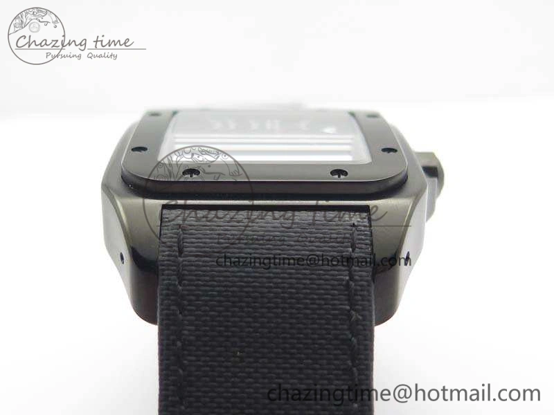Santos 100 DLC V6F 1:1 Best Edition Black Dial On Black Nylon Strap A1847 MC