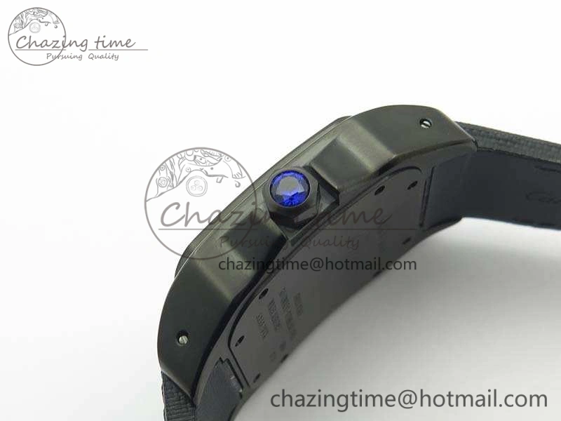 Santos 100 DLC V6F 1:1 Best Edition Black Dial On Black Nylon Strap A1847 MC